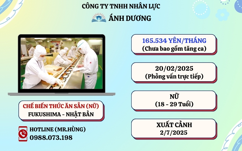 ĐƠN HÀNG CHẾ BIẾN THỨC ĂN SẴN (NỮ) _ PV 2022025