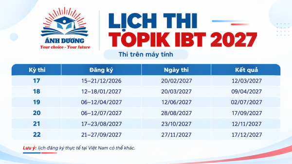 LỊCH THI TOPIK 2027 MỚI NHẤT 7 Lịch thi IBT